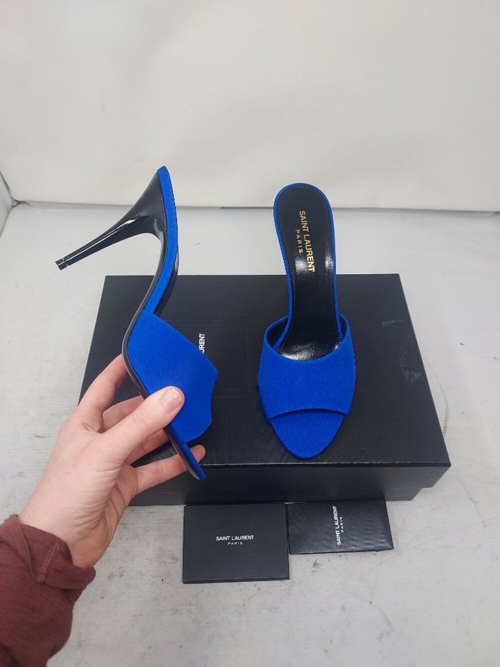 Saint Laurent Blue Crepe De Chine Sandal